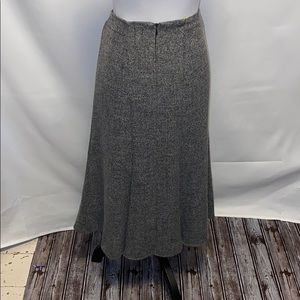 A line gray Tweed pleated maxi skirt warm and stylish zip back.